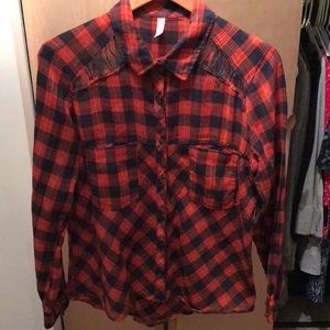 Free People Plaid Button Down Shirt